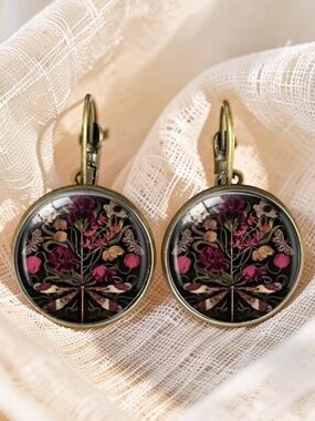 Bohemian Botanical Enamel Earrings